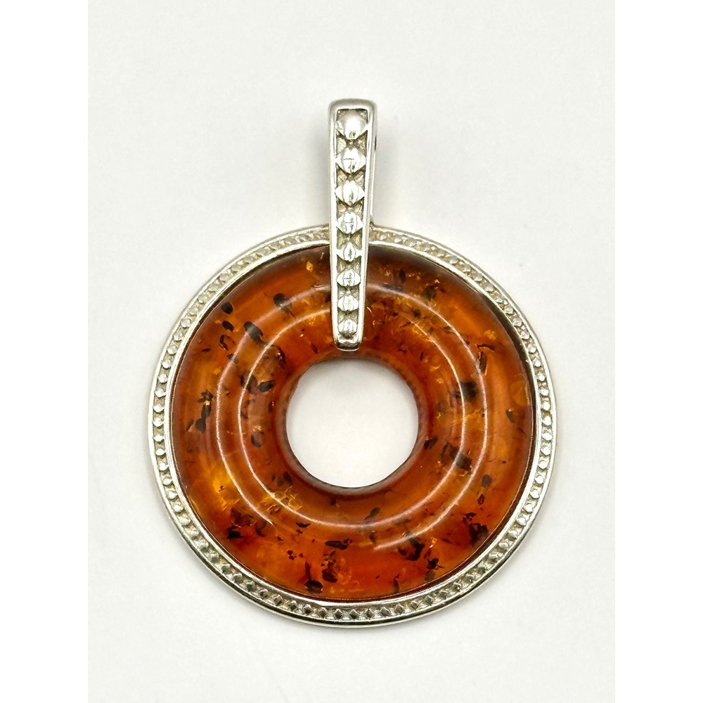Baltic Amber‎ Donut Sterling Silver Pendant